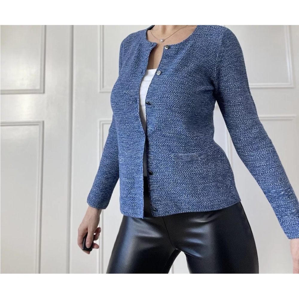 Comptoir Des Cotonniers Blue Fleck Button Up Top Cardigan Size XS